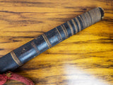 Antique 19th C Burmese Sword Widening Blade Dha With Scabbard