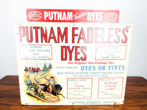 Vintage Advertising Putnam Dyes General Store Countertop Display Tin Cabinet 40s