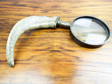 Antique Victorian Rams Horn Magnifying Glass Brass Magnifier Desk Accessory FDG