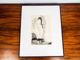 Vintage Original Signed Jose Clement Orozco Ink Painting Female Mexican Muralist