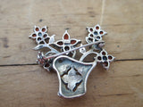 Antique Sterling Silver 925 Garnet Flower Brooch - Yesteryear Essentials
 - 3