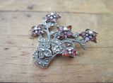 Antique Sterling Silver 925 Garnet Flower Brooch - Yesteryear Essentials
 - 9