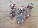 Antique Sterling Silver 925 Garnet Flower Brooch - Yesteryear Essentials
 - 8