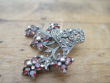 Antique Sterling Silver 925 Garnet Flower Brooch - Yesteryear Essentials
 - 5