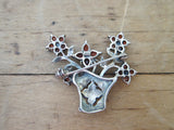 Antique Sterling Silver 925 Garnet Flower Brooch - Yesteryear Essentials
 - 6