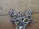 Antique Sterling Silver 925 Garnet Flower Brooch - Yesteryear Essentials
 - 4