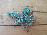 Antique Sterling Silver Green Enamel Dragon Brooch - Yesteryear Essentials
 - 6