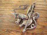 Antique Sterling Silver Green Enamel Dragon Brooch - Yesteryear Essentials
 - 4