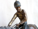 Vintage Spelter Metal Horse Figurine with Jockey - Yesteryear Essentials
 - 3