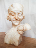 1920s Art Deco Alabaster Marble Sculpture Female Bust Flapper Style