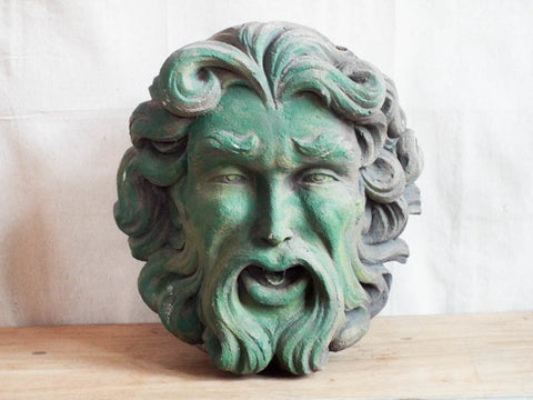 Vintage Garden Decor Stone Greenman Wall Fountain Sculpture - Yesteryear Essentials
 - 1