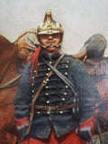 Antique Signed Oil On Canvas Military Oil Painting of Soldier