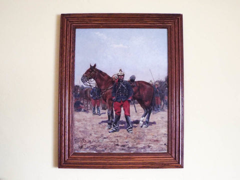 Antique Signed Oil On Canvas Military Oil Painting of Soldier