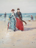 Antique French Signed Oil Painting of Beach Scene by Paul Rossert, Paris