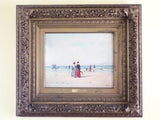 Antique French Signed Oil Painting of Beach Scene by Paul Rossert, Paris