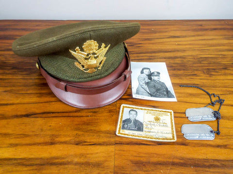 WW2 US Army Green Military Cap with Photo ID & Tags - Yesteryear Essentials
 - 1