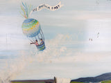 Signed Folk Art Oil Painting by Diana ~ Train & Hot Air Balloon - Yesteryear Essentials
 - 4