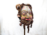 Vintage Bamileke Cameroon African Wooden Beaded Mask