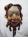 Vintage Bamileke Cameroon African Wooden Beaded Mask