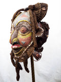 Vintage Bamileke Cameroon African Wooden Beaded Mask