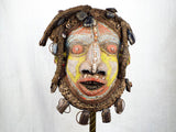 Vintage Bamileke Cameroon African Wood Beaded Mask