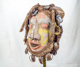 Vintage Bamileke Cameroon African Wood Beaded Mask