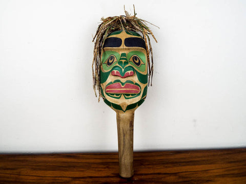 Vintage Hand Carved Wood Northwestern Kwakiutl Wooden Ceremonial Rattle - Yesteryear Essentials
 - 1