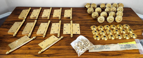 Vintage P E Guerin Louis XVI pattern Brass Hinges and Door Knobs Hardware Gant Chandler Estate - Yesteryear Essentials
 - 1