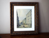 Antique Original Signed Johann Wilhelm Frey Austrian Street Scene Watercolor Painting