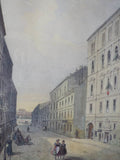 Antique Original Signed Johann Wilhelm Frey Austrian Street Scene Watercolor Painting