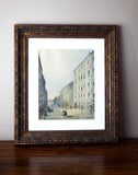 Antique Original Signed Johann Wilhelm Frey Austrian Street Scene Watercolor Painting