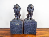 Pair of Vintage Addotta Bronze Lion Sculpture Statue Figural Bookends by Hamilton Studios