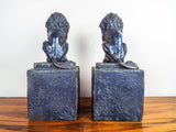 Pair of Vintage Addotta Bronze Lion Sculpture Statue Figural Bookends by Hamilton Studios