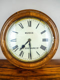 Antique English 1900s George Mudge Oak Wall Clock 420 Edgware Road