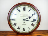 Antique English Mahogany Cased Birch & Gaydon Fusee Movement Wall Clock 153 Fenchurch Street, London 1920's