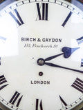 Antique English Mahogany Cased Birch & Gaydon Fusee Movement Wall Clock 153 Fenchurch Street, London 1920's