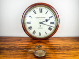 Antique English Mahogany Cased Birch & Gaydon Fusee Movement Wall Clock 153 Fenchurch Street, London 1920's