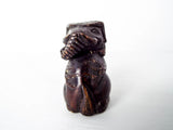 Japanese Boxwood Netsuke Elephant Carved Figurine 2" Statue