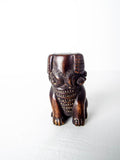 Japanese Boxwood Netsuke Elephant Carved Figurine 2" Statue