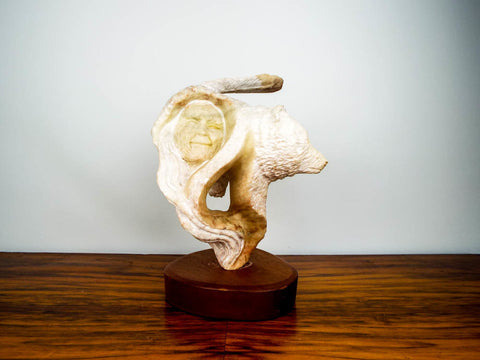 1989 Kathy Whitman Elk Woman Alabaster Sculpture (b. 1952 AZ)