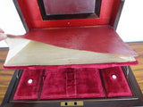 Antique Victorian Jewelry Wooden Box Safe w Secret Drawer