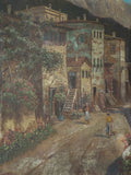 Signed Italian Oil on Canvas Landscape Painting ~ V Ricardo