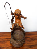 Antique Spelter French Sculpture August Moreau Boy Fishing