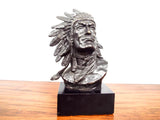 Vintage Signed Bronze Indian Chief Bust Sculpture ~ Bernard Kim