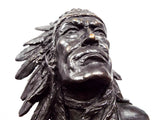 Vintage Signed Bronze Indian Chief Bust Sculpture ~ Bernard Kim