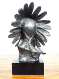 Vintage Signed Bronze Indian Chief Bust Sculpture ~ Bernard Kim