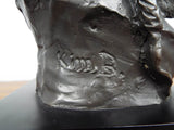 Vintage Signed Bronze Indian Chief Bust Sculpture ~ Bernard Kim