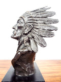 Vintage Signed Bronze Indian Chief Bust Sculpture ~ Bernard Kim