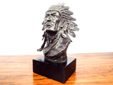 Vintage Signed Bronze Indian Chief Bust Sculpture ~ Bernard Kim