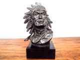 Vintage Signed Bronze Indian Chief Bust Sculpture ~ Bernard Kim